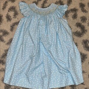 Light Blue Polka Dot Smocked Kids Smocked Dress-Bailey Boys
